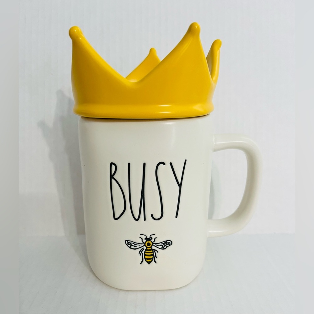 Rae Dunn “Busy” Queen Bee Mug With Crown Lid